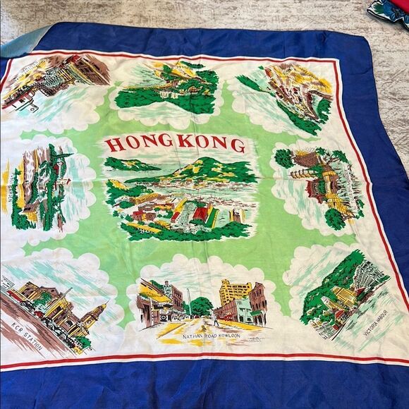 Vintage Hong Kong, souvenir, tourist, scarf - Picture 2 of 7